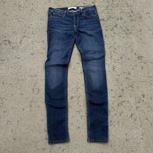 Hollister Super Skinny Women's Blue Denim Jeans 5-Pocket Medium Wash Button Zip